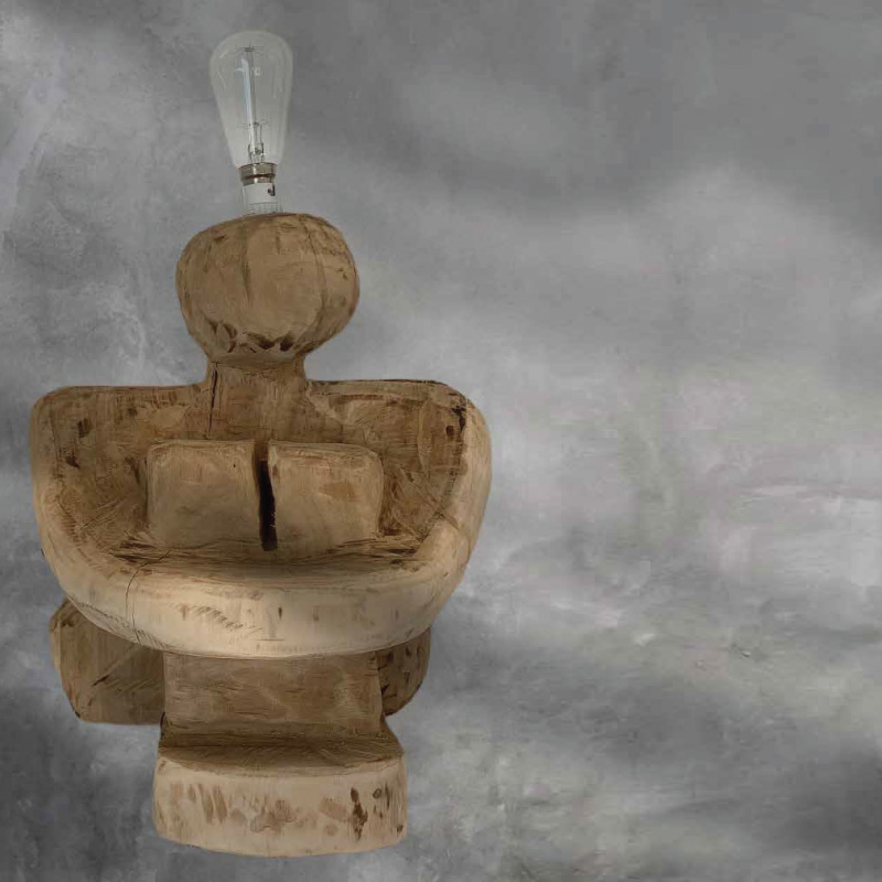 Wooden Sitting Lady Lamp